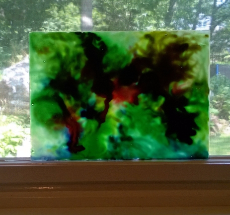 Glue and food coloring "stained glass" painting